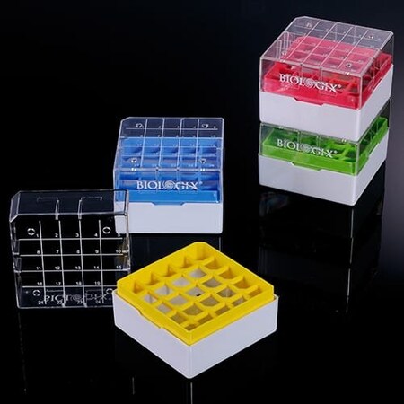Biox POLYCARBONATE FREEZER BOX, 25 WELL, 2 INCH. ASSORTED COLOR, 30PK BX90-9250-1